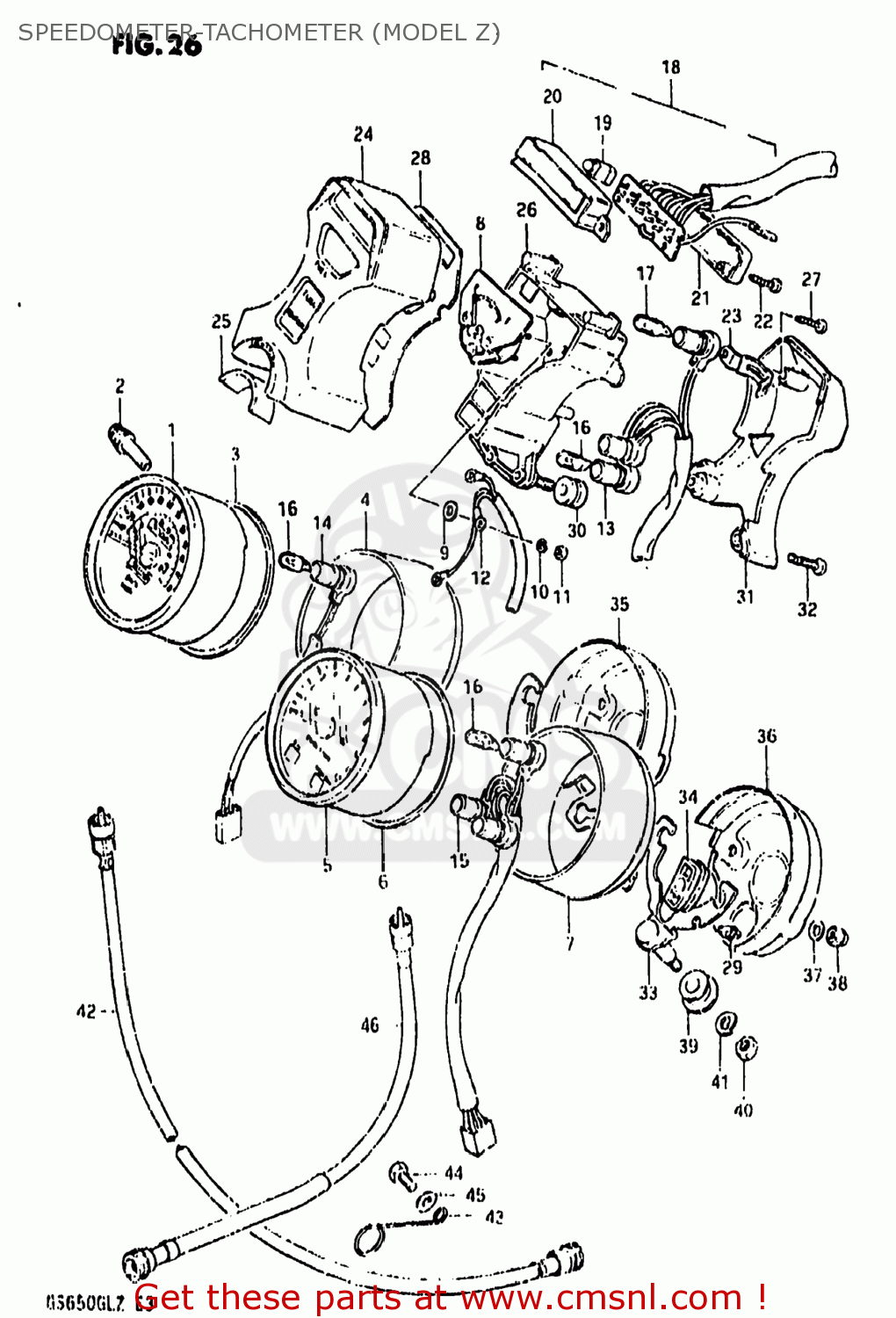 SPEEDOMETER-TACHOMETER (MODEL Z) GS650GL 1981 (X) USA (E03)