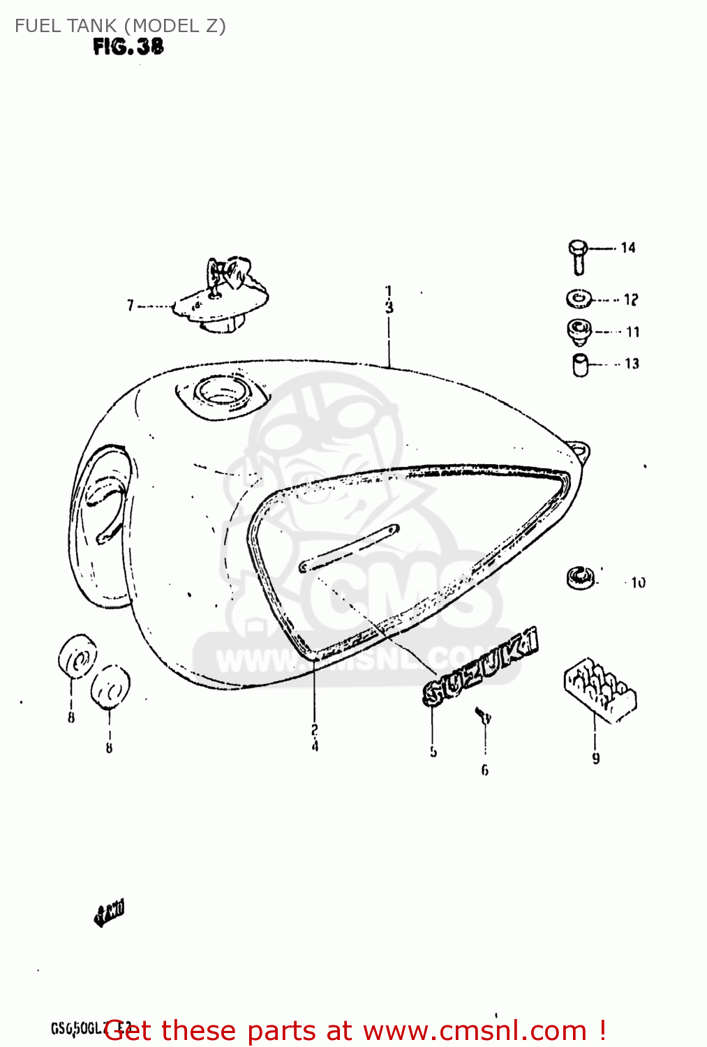 FUEL TANK (MODEL Z) GS650GL 1982 (Z) USA (E03)