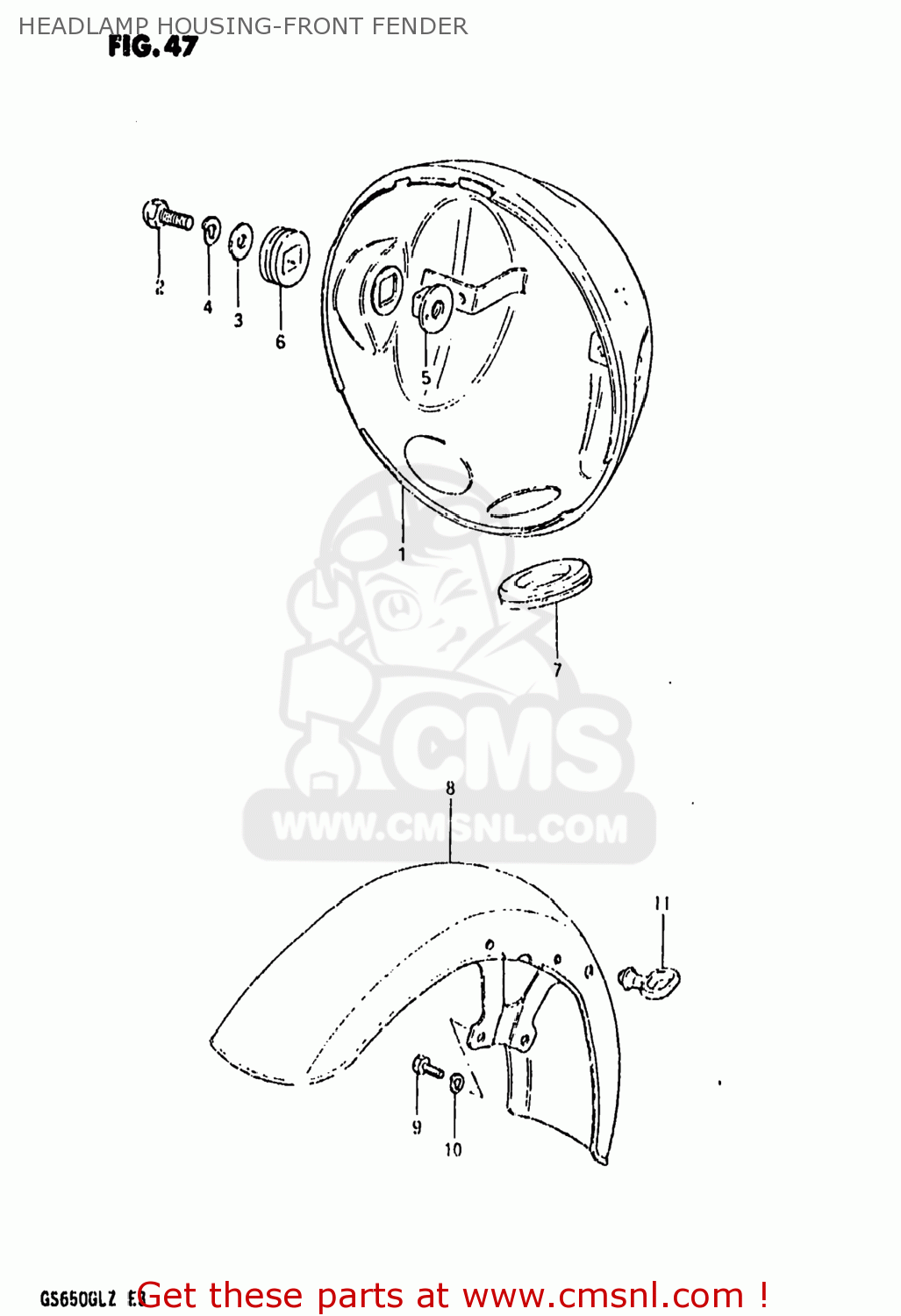 HEADLAMP HOUSING-FRONT FENDER GS650GL 1982 (Z) USA (E03)