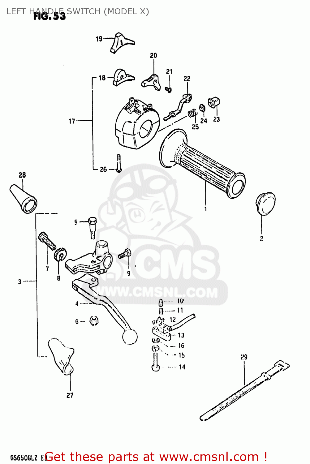 LEFT HANDLE SWITCH (MODEL X) GS650GL 1982 (Z) USA (E03)