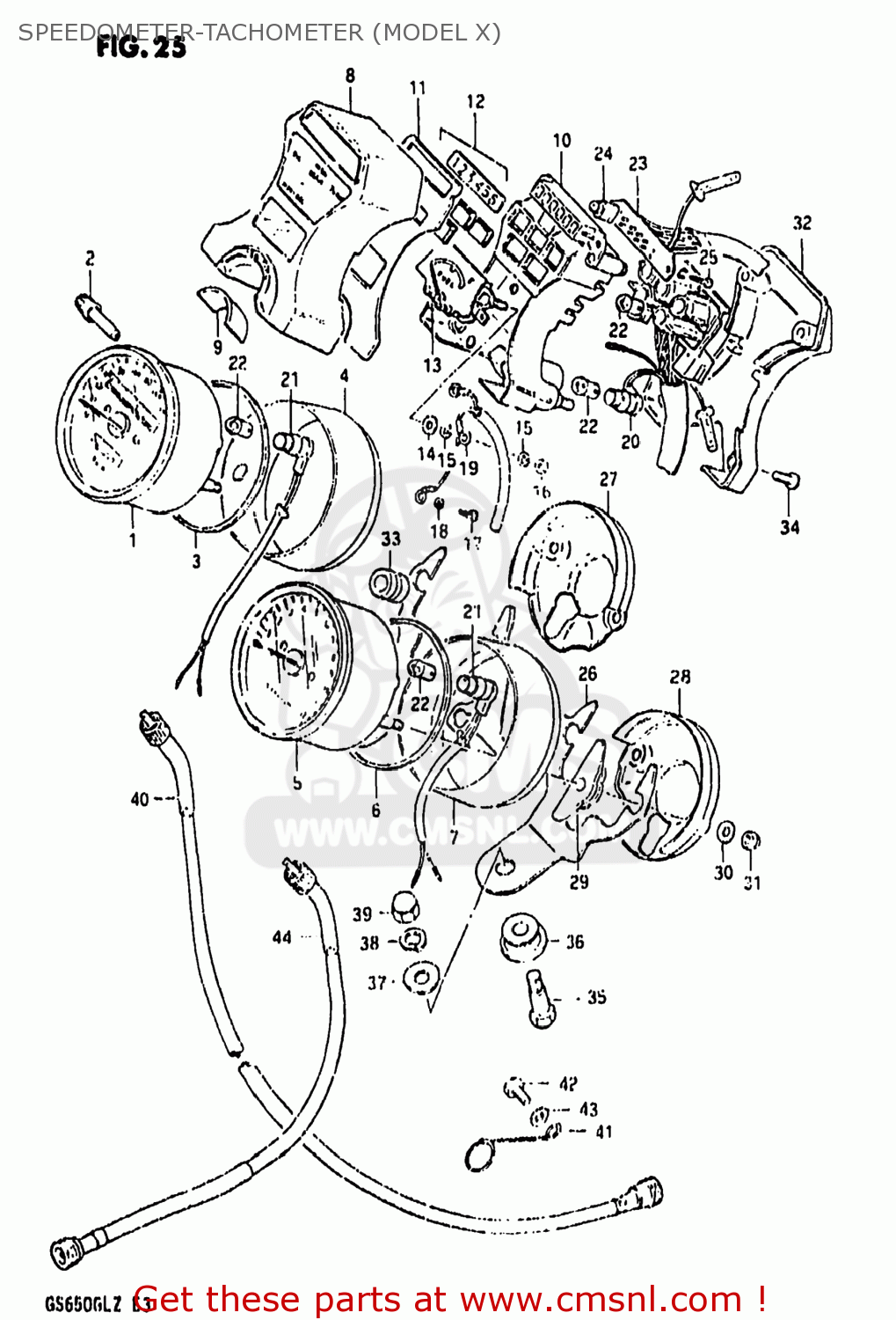 SPEEDOMETER-TACHOMETER (MODEL X) GS650GL 1982 (Z) USA (E03)