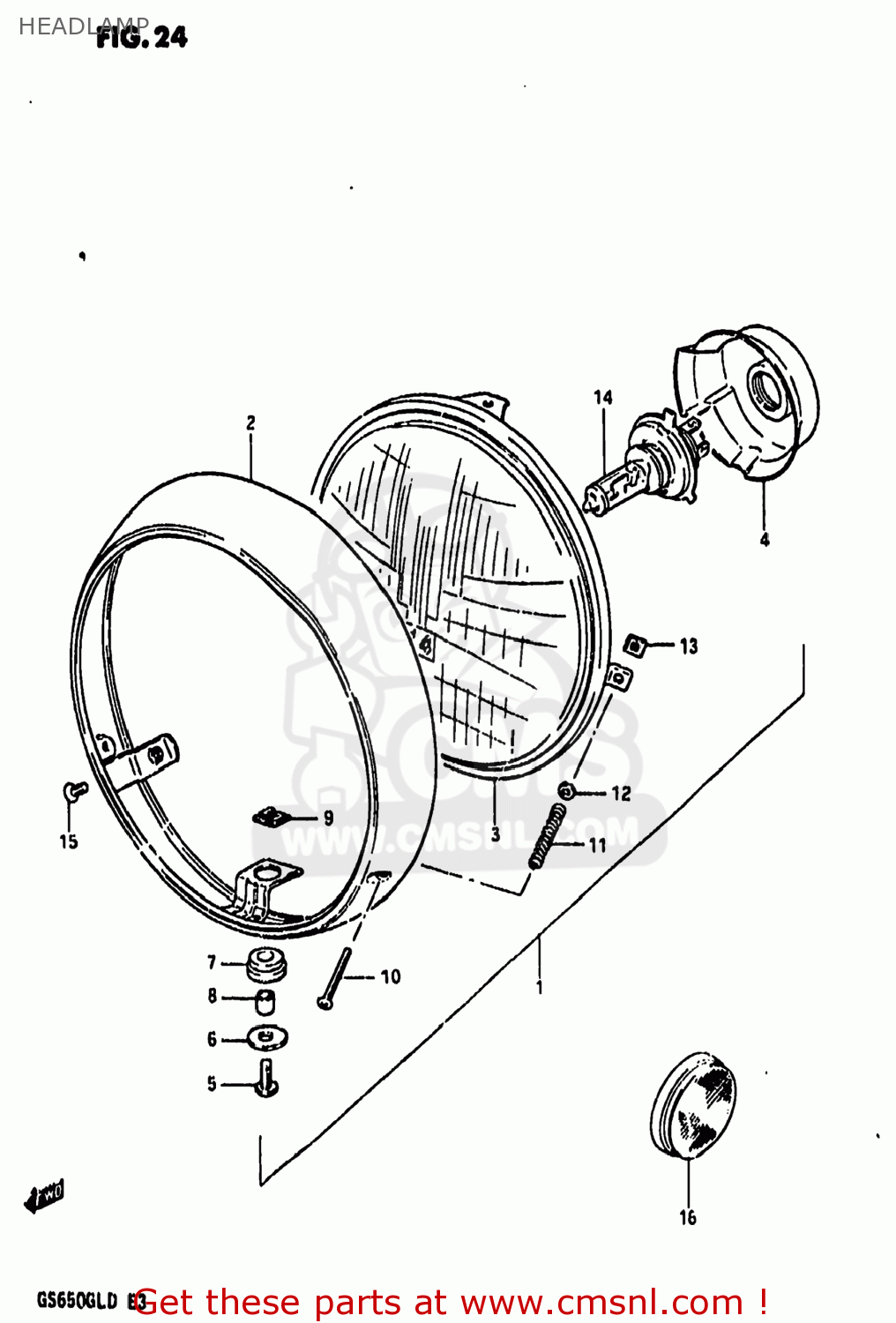 HEADLAMP GS650GL 1983 (D) USA (E03)