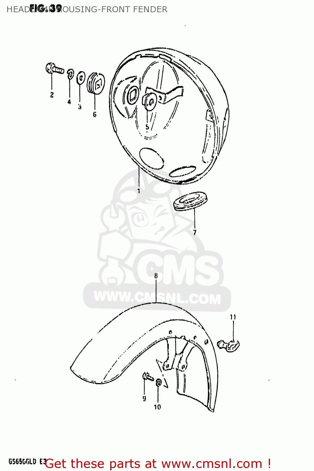 HEADLAMP HOUSING-FRONT FENDER GS650GL 1983 (D) USA (E03)