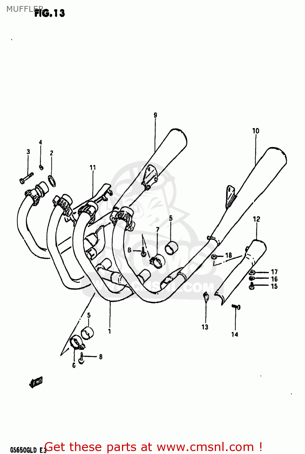 MUFFLER GS650GL 1983 (D) USA (E03)