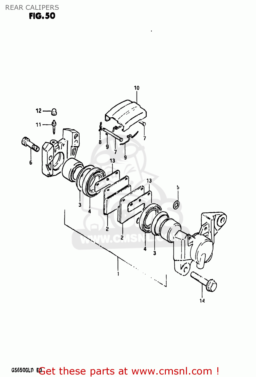 REAR CALIPERS GS650GL 1983 (D) USA (E03)