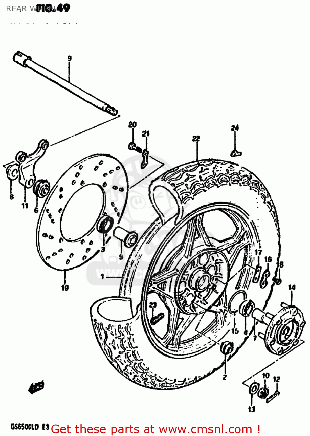 REAR WHEEL GS650GL 1983 (D) USA (E03)