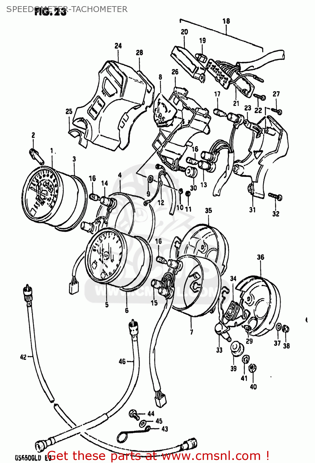 SPEEDOMETER-TACHOMETER GS650GL 1983 (D) USA (E03)