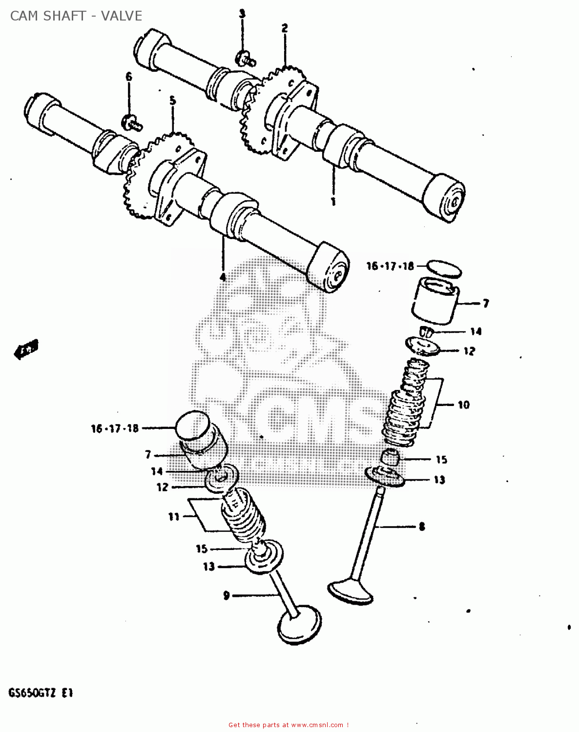 CAM SHAFT - VALVE GS650GT 1981 (X) (E01 E02 E04 E15 E16 E17 E18 E21 22 24 25 26 34