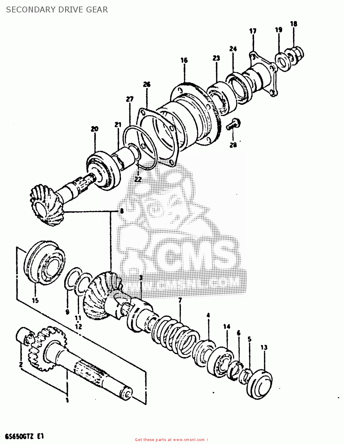 SECONDARY DRIVE GEAR GS650GT 1981 (X) (E01 E02 E04 E15 E16 E17 E18 E21 22 24 25 26 34