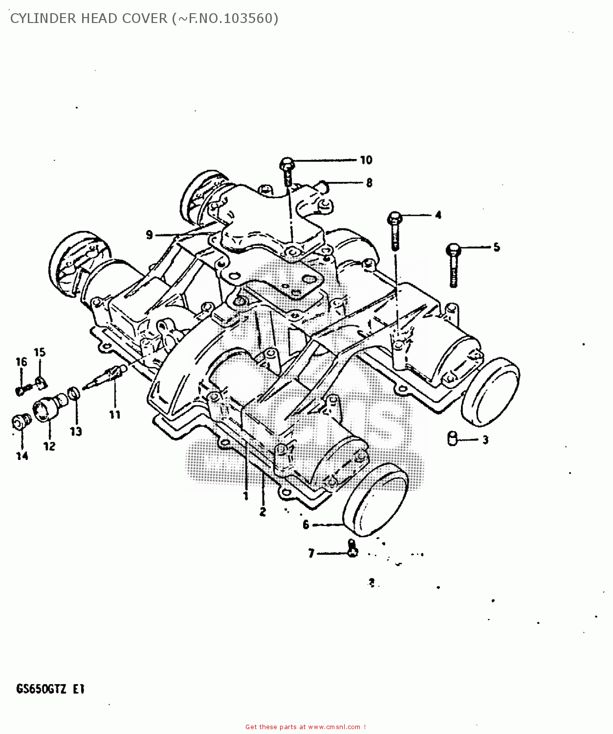 CYLINDER HEAD COVER (~F.NO.103560) GS650GT 1981 (X) (E01 E02 E04 E15 E16 E17 E18 E21 22 24 25 26 34