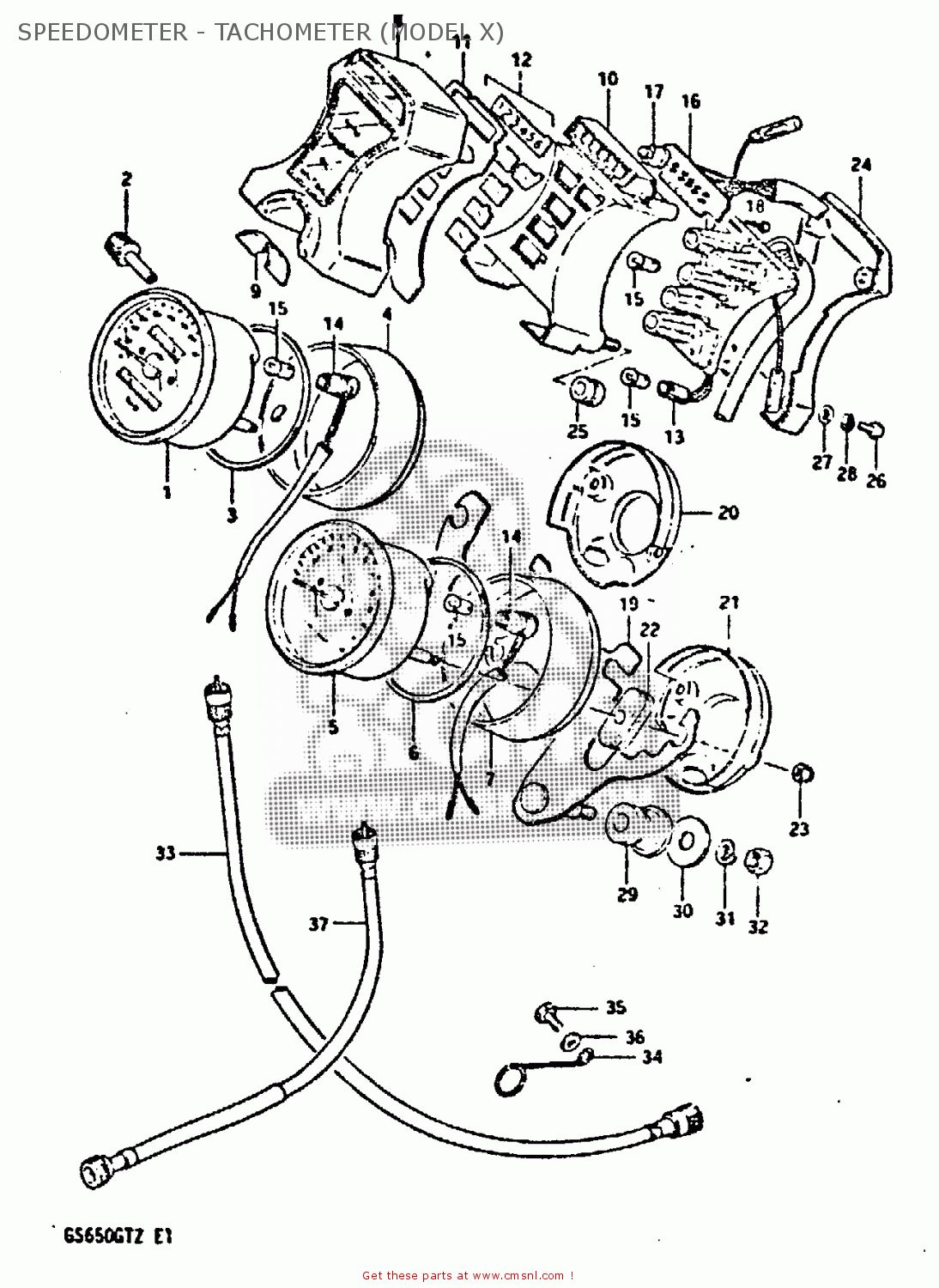 SPEEDOMETER - TACHOMETER (MODEL X) GS650GT 1981 (X) (E01 E02 E04 E15 E16 E17 E18 E21 22 24 25 26 34