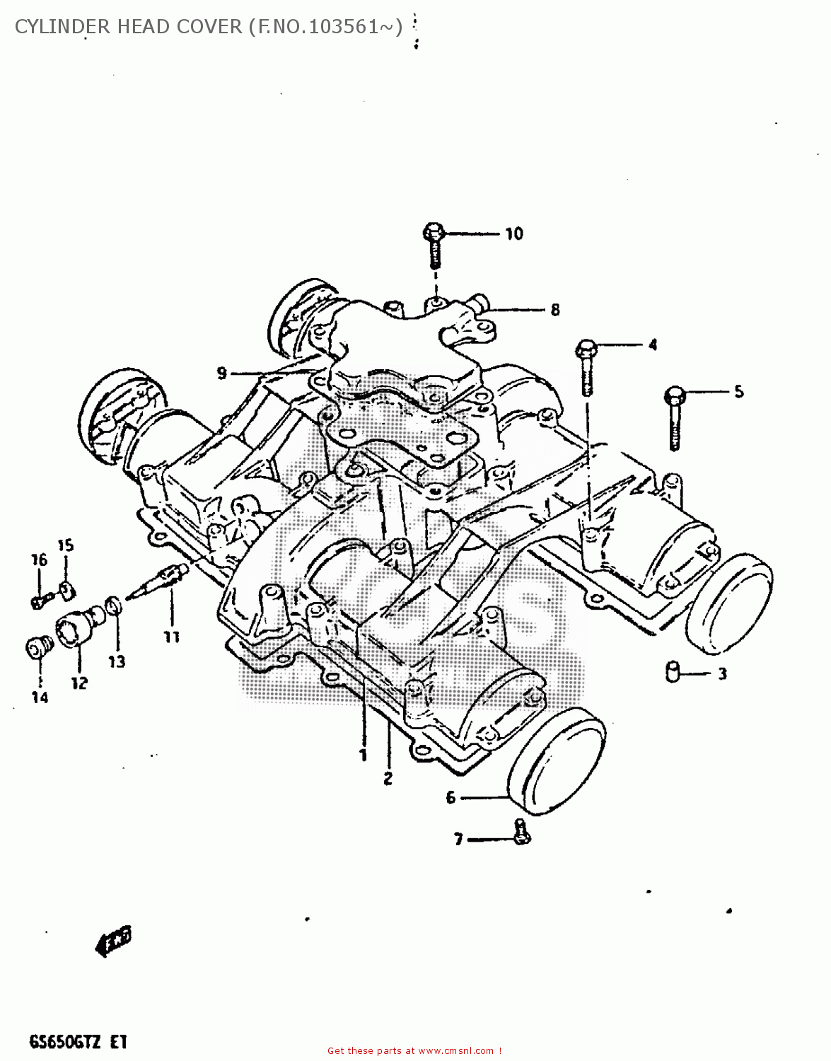 CYLINDER HEAD COVER (F.NO.103561~) GS650GT 1981 (X) (E01 E02 E04 E15 E16 E17 E18 E21 22 24 25 26 34