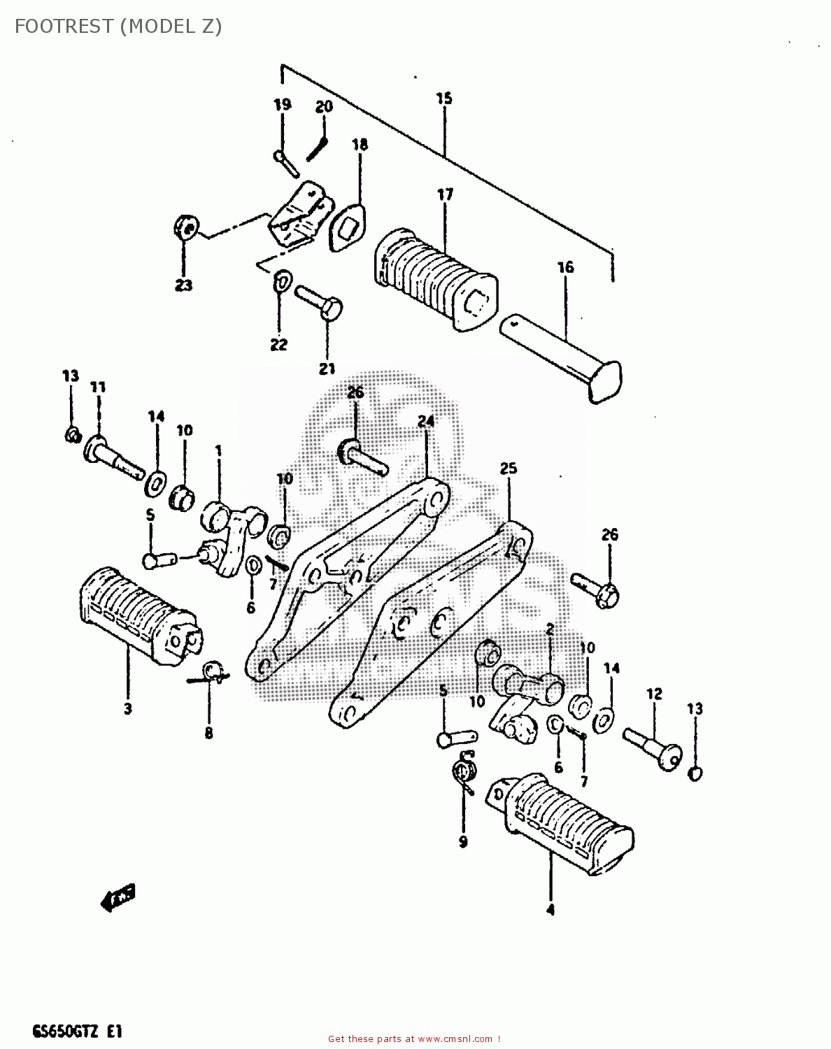 FOOTREST (MODEL Z) GS650GT 1981 (X) (E01 E02 E04 E15 E16 E17 E18 E21 22 24 25 26 34