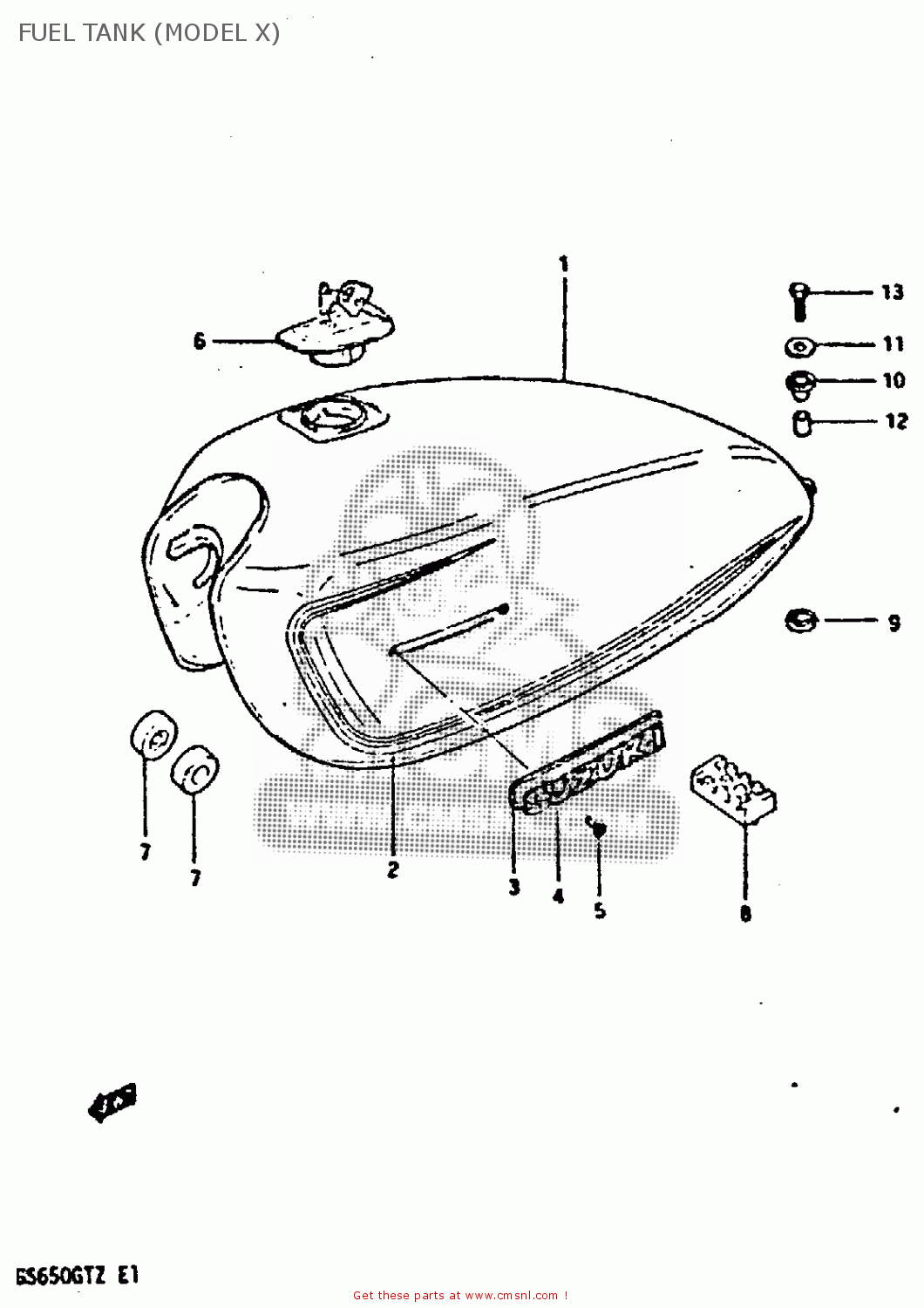 FUEL TANK (MODEL X) GS650GT 1981 (X) (E01 E02 E04 E15 E16 E17 E18 E21 22 24 25 26 34