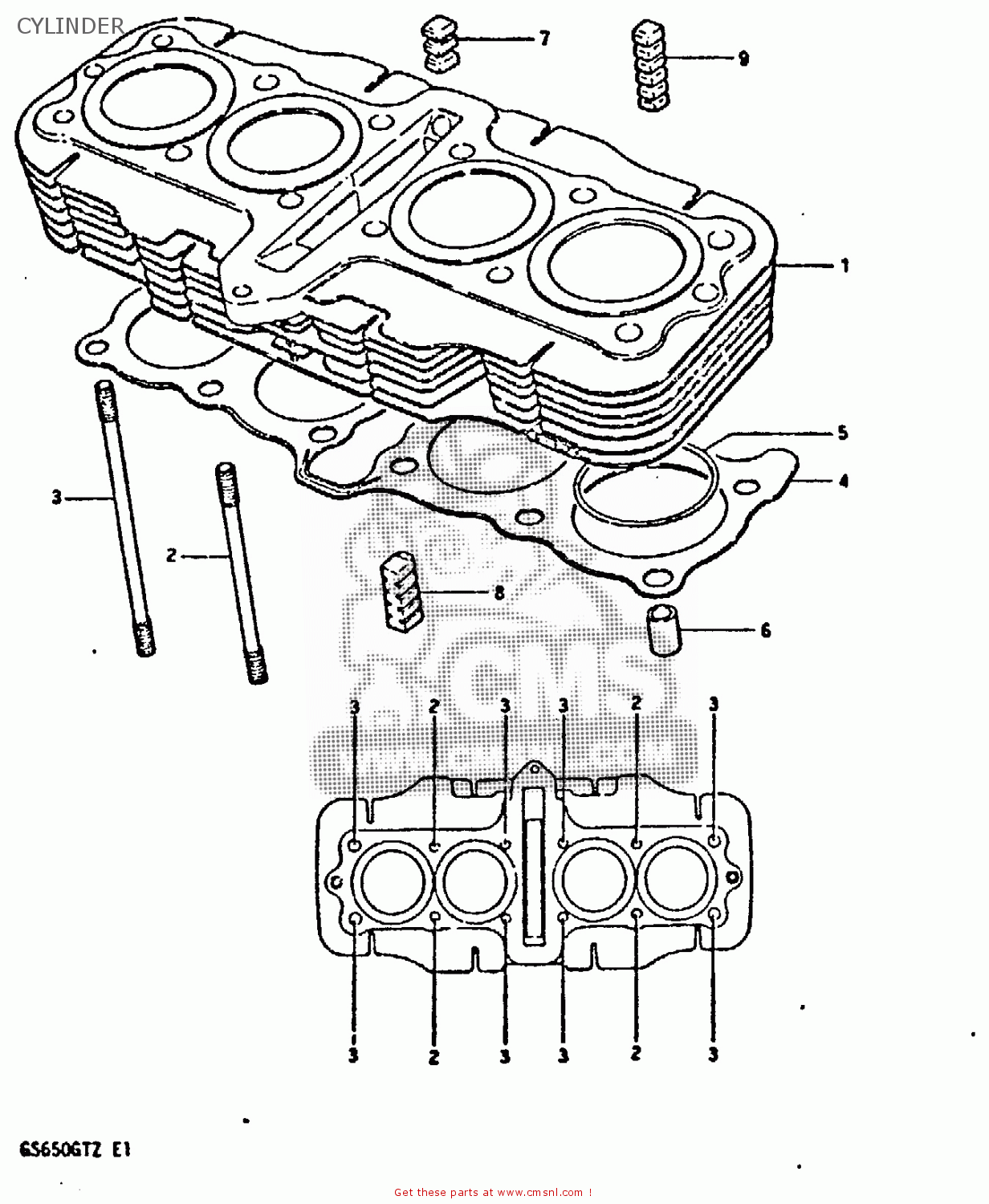 CYLINDER GS650GT 1981 (X) (E01 E02 E04 E15 E16 E17 E18 E21 22 24 25 26 34