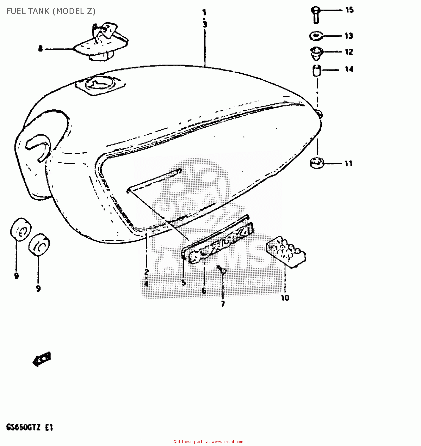 FUEL TANK (MODEL Z) GS650GT 1981 (X) (E01 E02 E04 E15 E16 E17 E18 E21 22 24 25 26 34