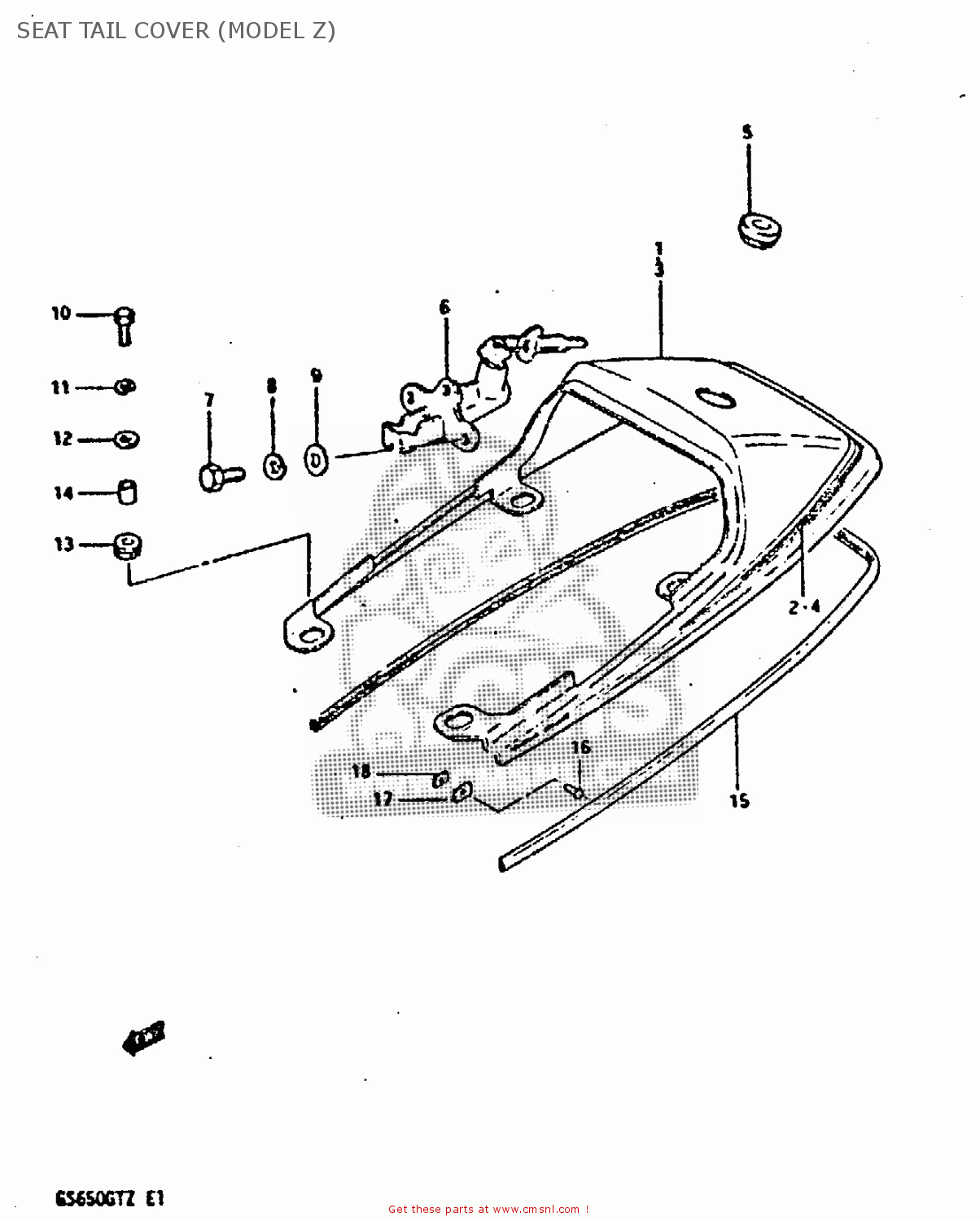 SEAT TAIL COVER (MODEL Z) GS650GT 1981 (X) (E01 E02 E04 E15 E16 E17 E18 E21 22 24 25 26 34