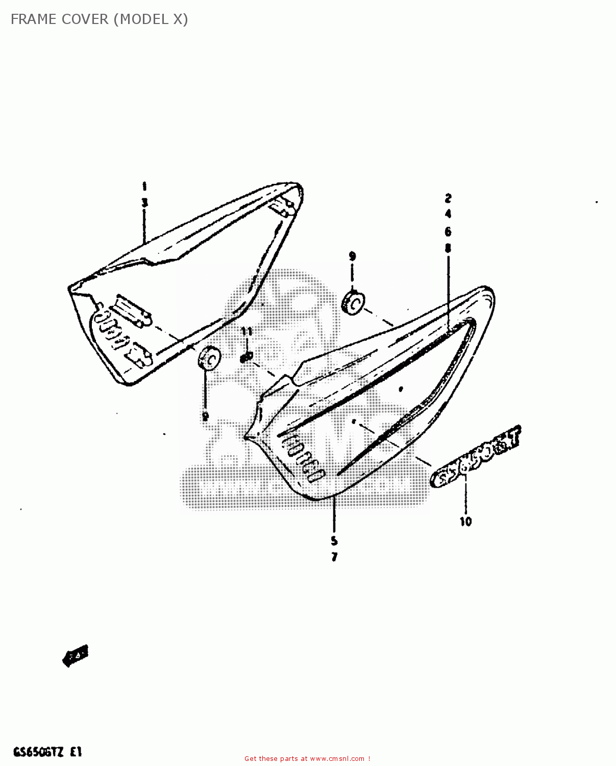 FRAME COVER (MODEL X) GS650GT 1981 (X) (E01 E02 E04 E15 E16 E17 E18 E21 22 24 25 26 34