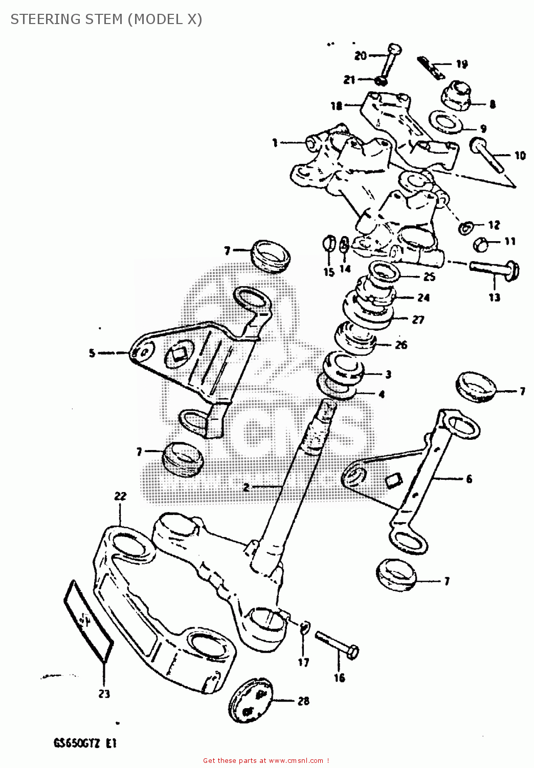 STEERING STEM (MODEL X) GS650GT 1981 (X) (E01 E02 E04 E15 E16 E17 E18 E21 22 24 25 26 34