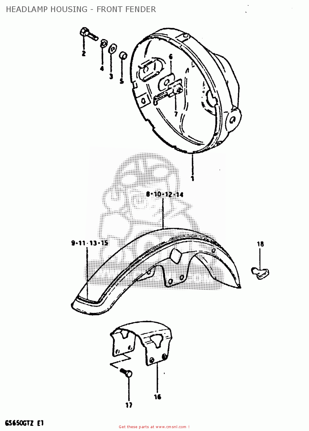 HEADLAMP HOUSING - FRONT FENDER GS650GT 1981 (X) (E01 E02 E04 E15 E16 E17 E18 E21 22 24 25 26 34