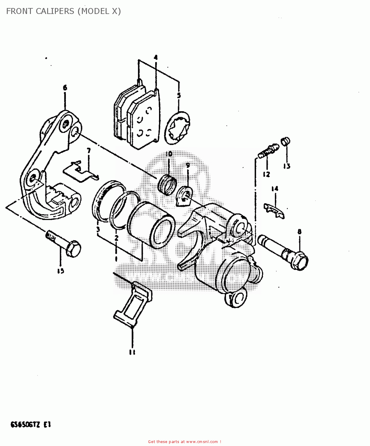 FRONT CALIPERS (MODEL X) GS650GT 1981 (X) (E01 E02 E04 E15 E16 E17 E18 E21 22 24 25 26 34