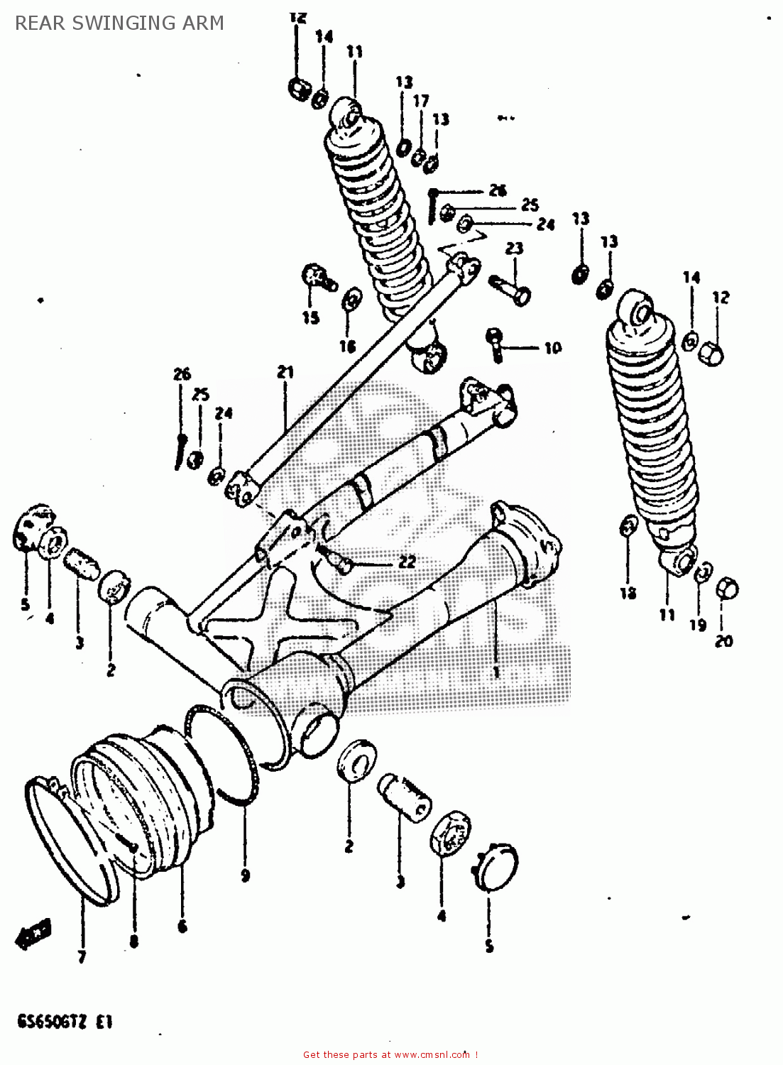 REAR SWINGING ARM GS650GT 1981 (X) (E01 E02 E04 E15 E16 E17 E18 E21 22 24 25 26 34
