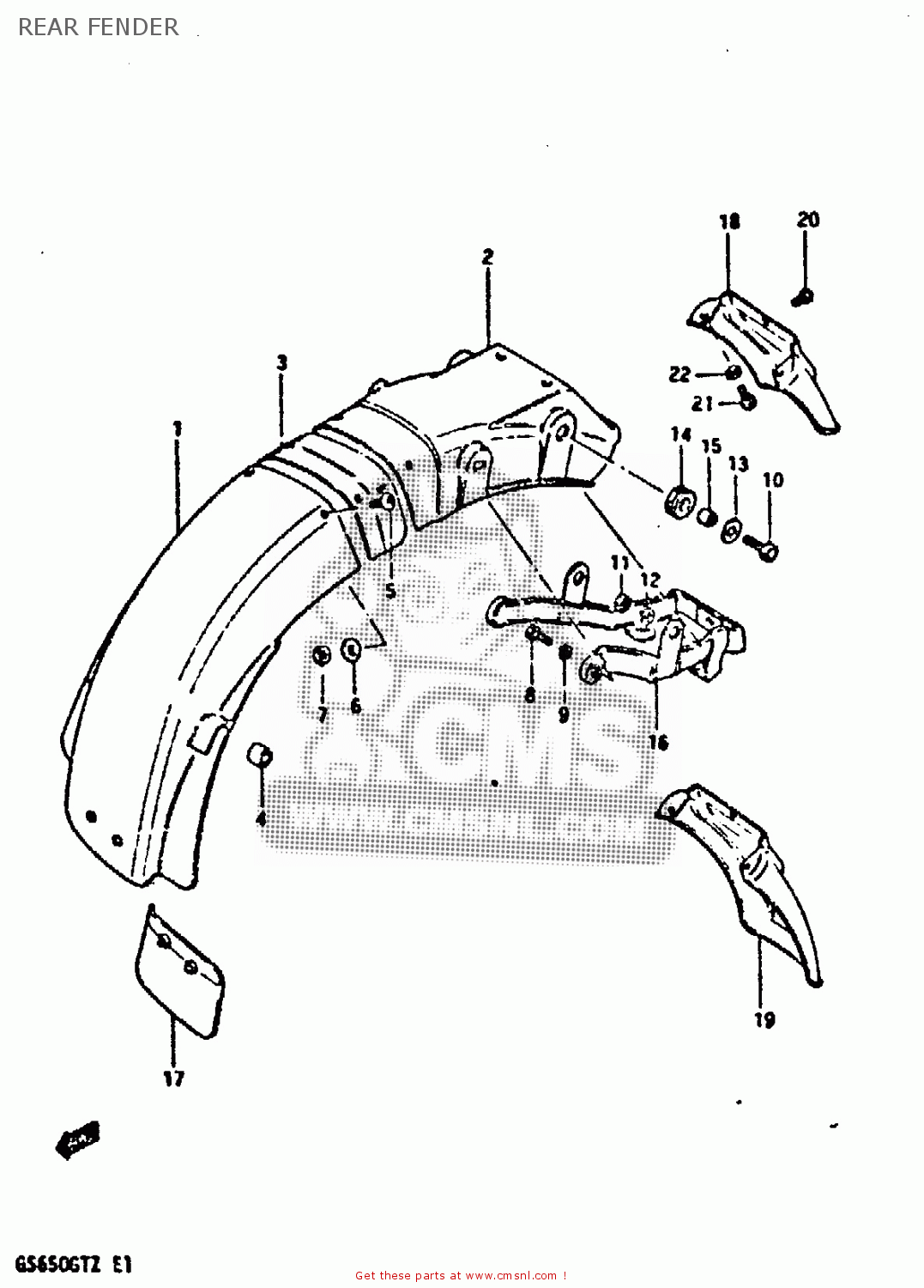 REAR FENDER GS650GT 1981 (X) (E01 E02 E04 E15 E16 E17 E18 E21 22 24 25 26 34