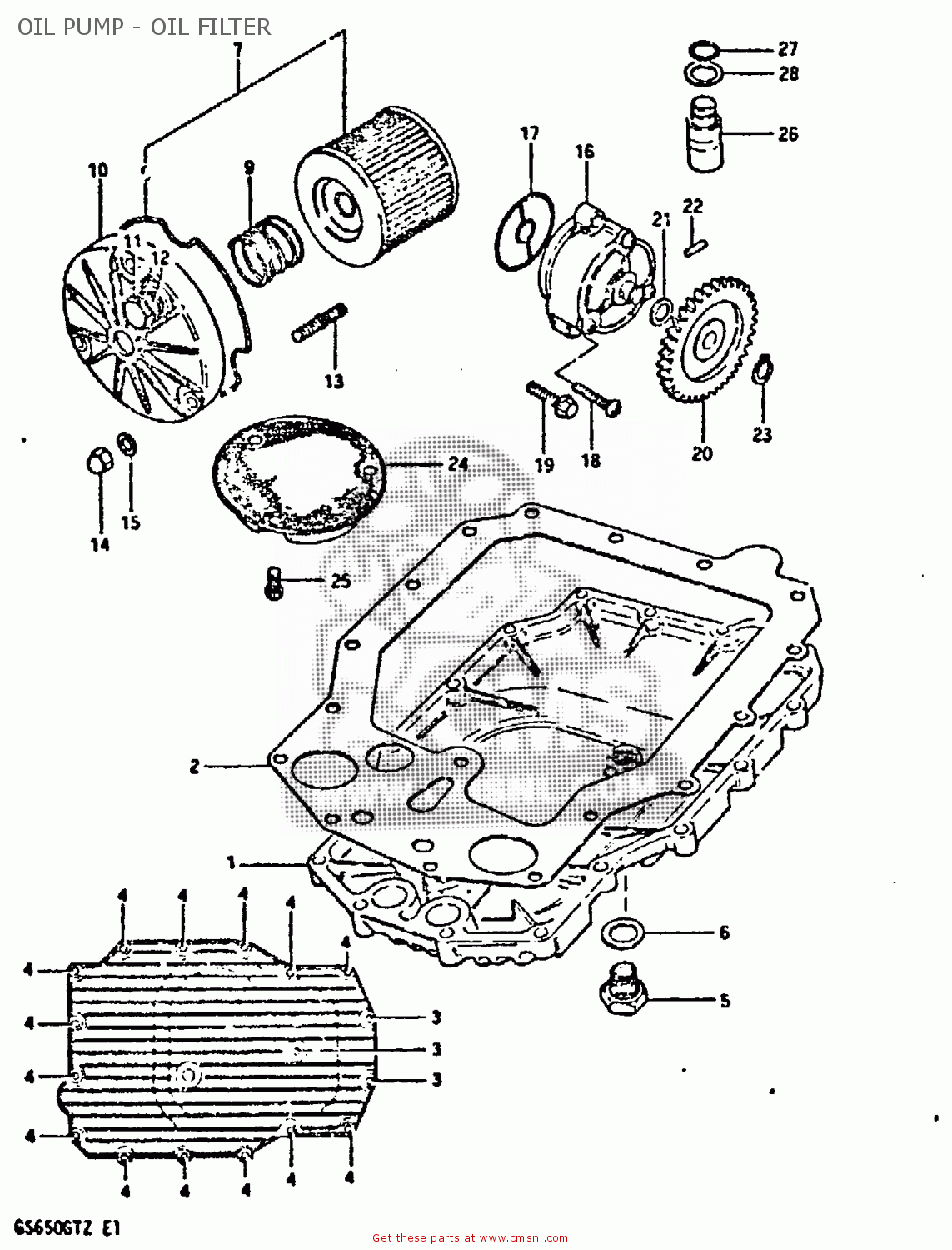 OIL PUMP - OIL FILTER GS650GT 1981 (X) (E01 E02 E04 E15 E16 E17 E18 E21 22 24 25 26 34