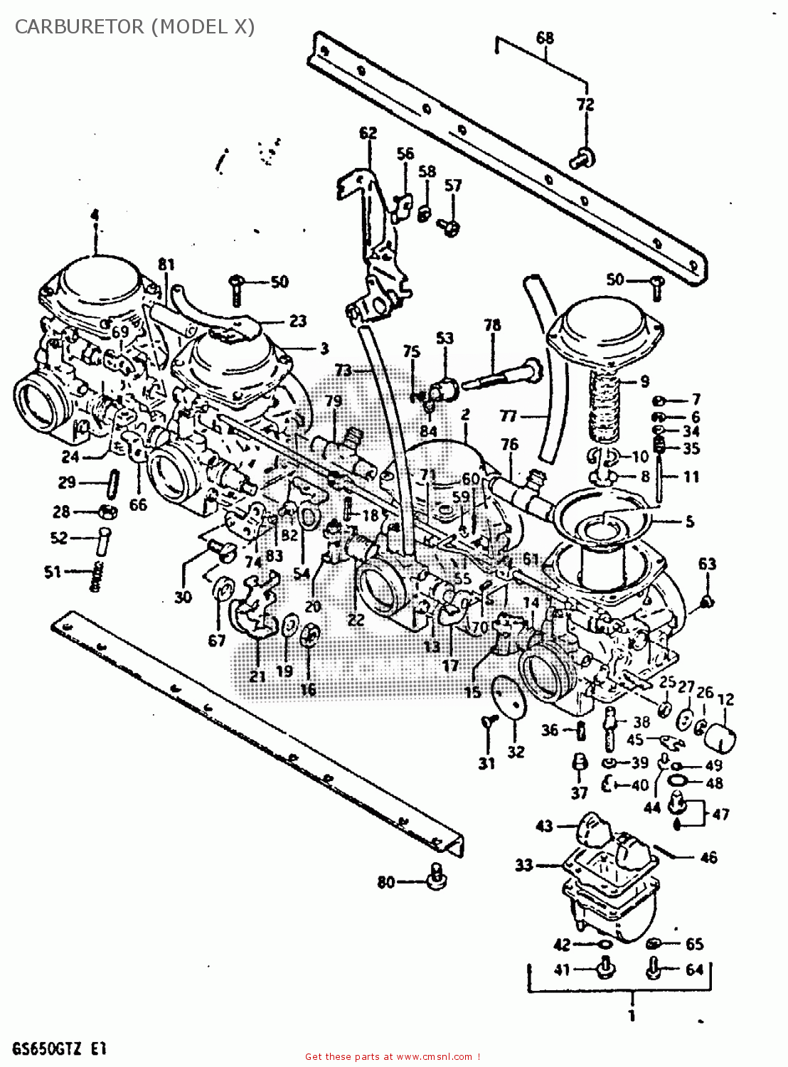 CARBURETOR (MODEL X) GS650GT 1982 (Z) (E01 E02 E04 E15 E16 E17 E18 E21 22 24 25 26 34