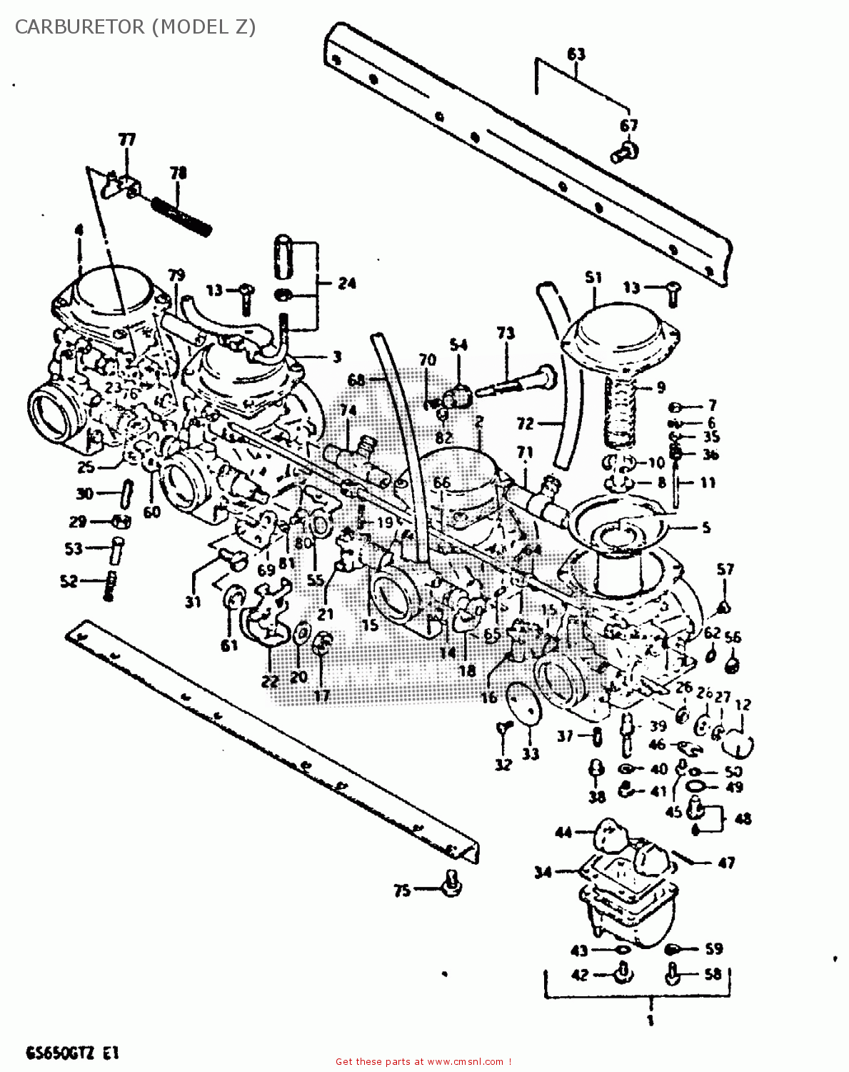 CARBURETOR (MODEL Z) GS650GT 1982 (Z) (E01 E02 E04 E15 E16 E17 E18 E21 22 24 25 26 34