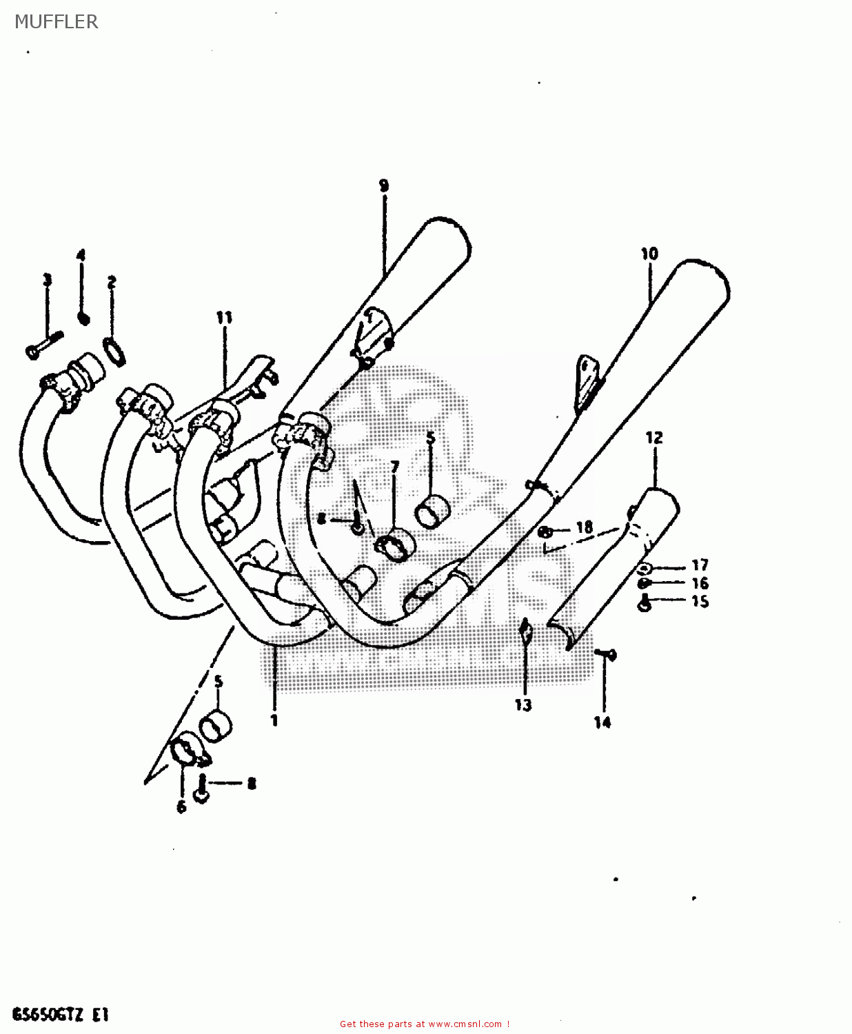 MUFFLER GS650GT 1982 (Z) (E01 E02 E04 E15 E16 E17 E18 E21 22 24 25 26 34