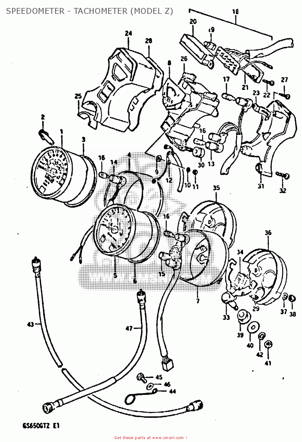 SPEEDOMETER - TACHOMETER (MODEL Z) GS650GT 1982 (Z) (E01 E02 E04 E15 E16 E17 E18 E21 22 24 25 26 34