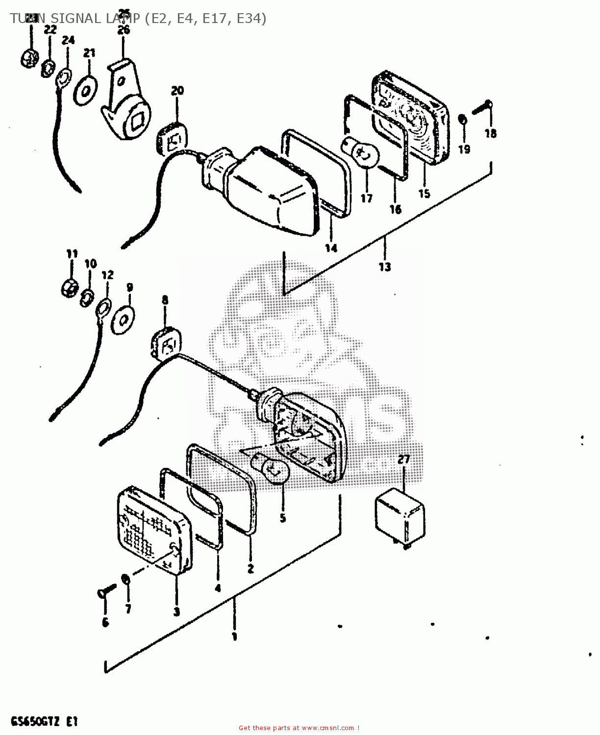 TURN SIGNAL LAMP (E2, E4, E17, E34) GS650GT 1982 (Z) (E01 E02 E04 E15 E16 E17 E18 E21 22 24 25 26 34