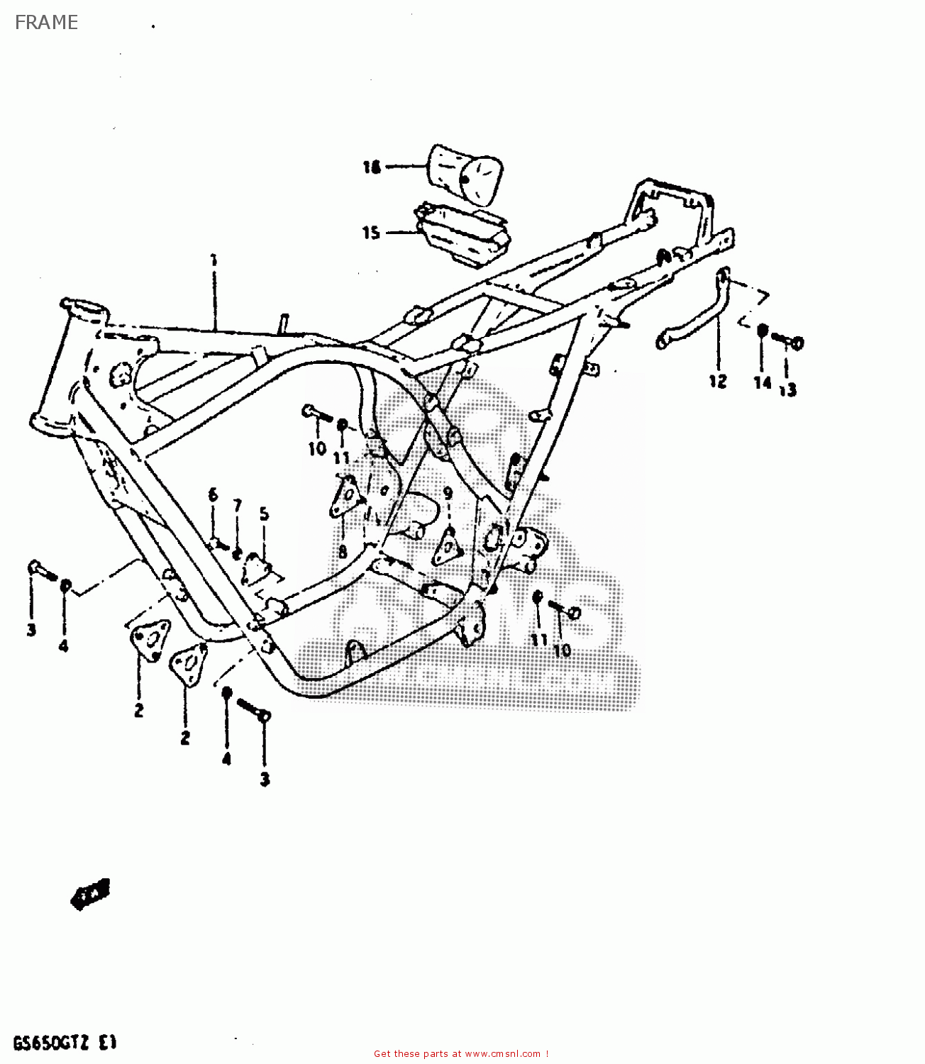 FRAME GS650GT 1982 (Z) (E01 E02 E04 E15 E16 E17 E18 E21 22 24 25 26 34