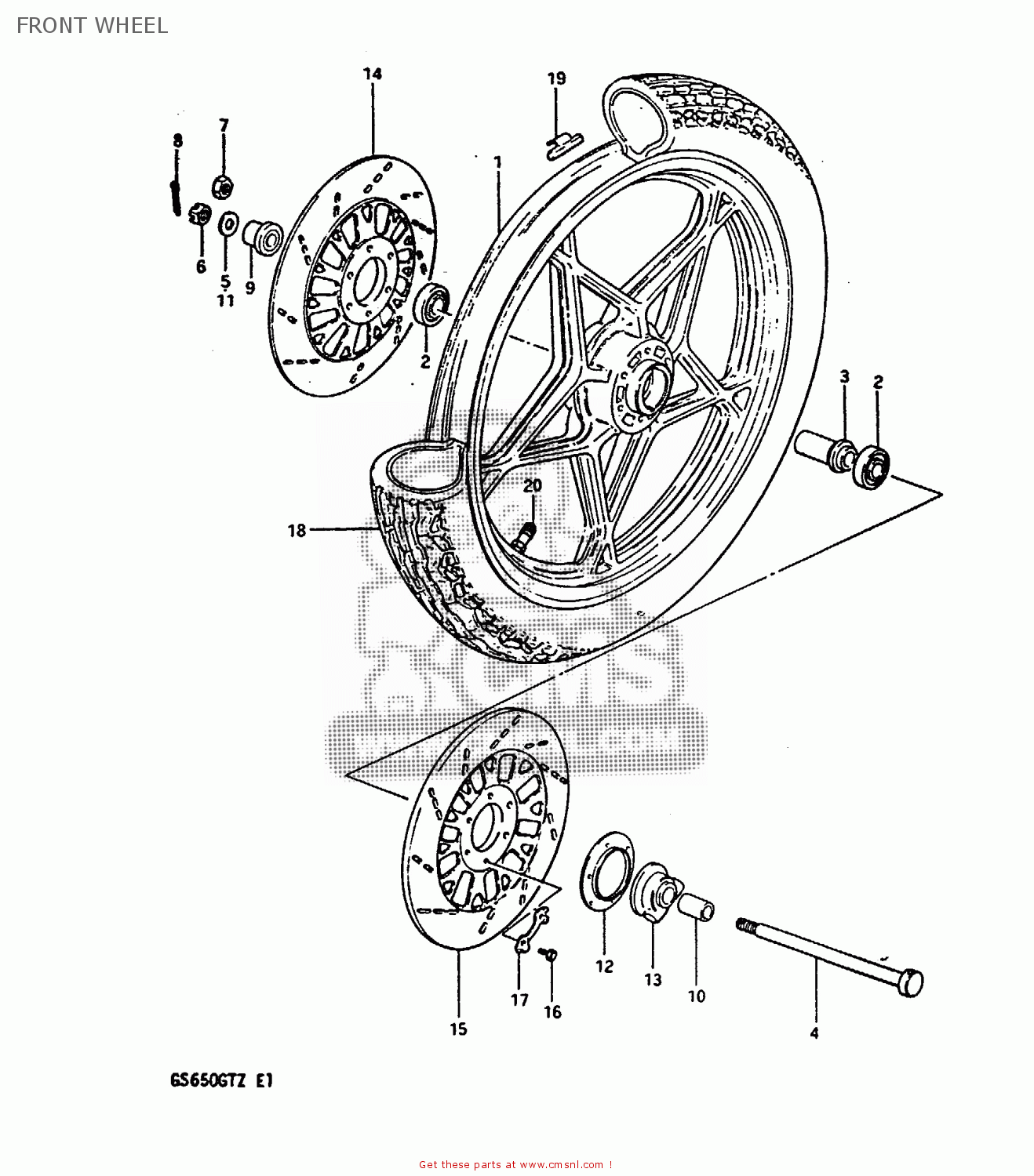 FRONT WHEEL GS650GT 1982 (Z) (E01 E02 E04 E15 E16 E17 E18 E21 22 24 25 26 34