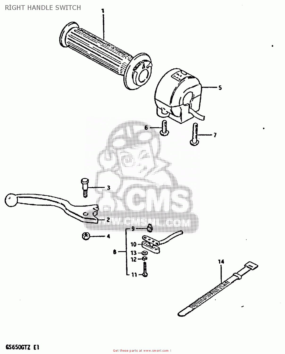 RIGHT HANDLE SWITCH GS650GT 1982 (Z) (E01 E02 E04 E15 E16 E17 E18 E21 22 24 25 26 34