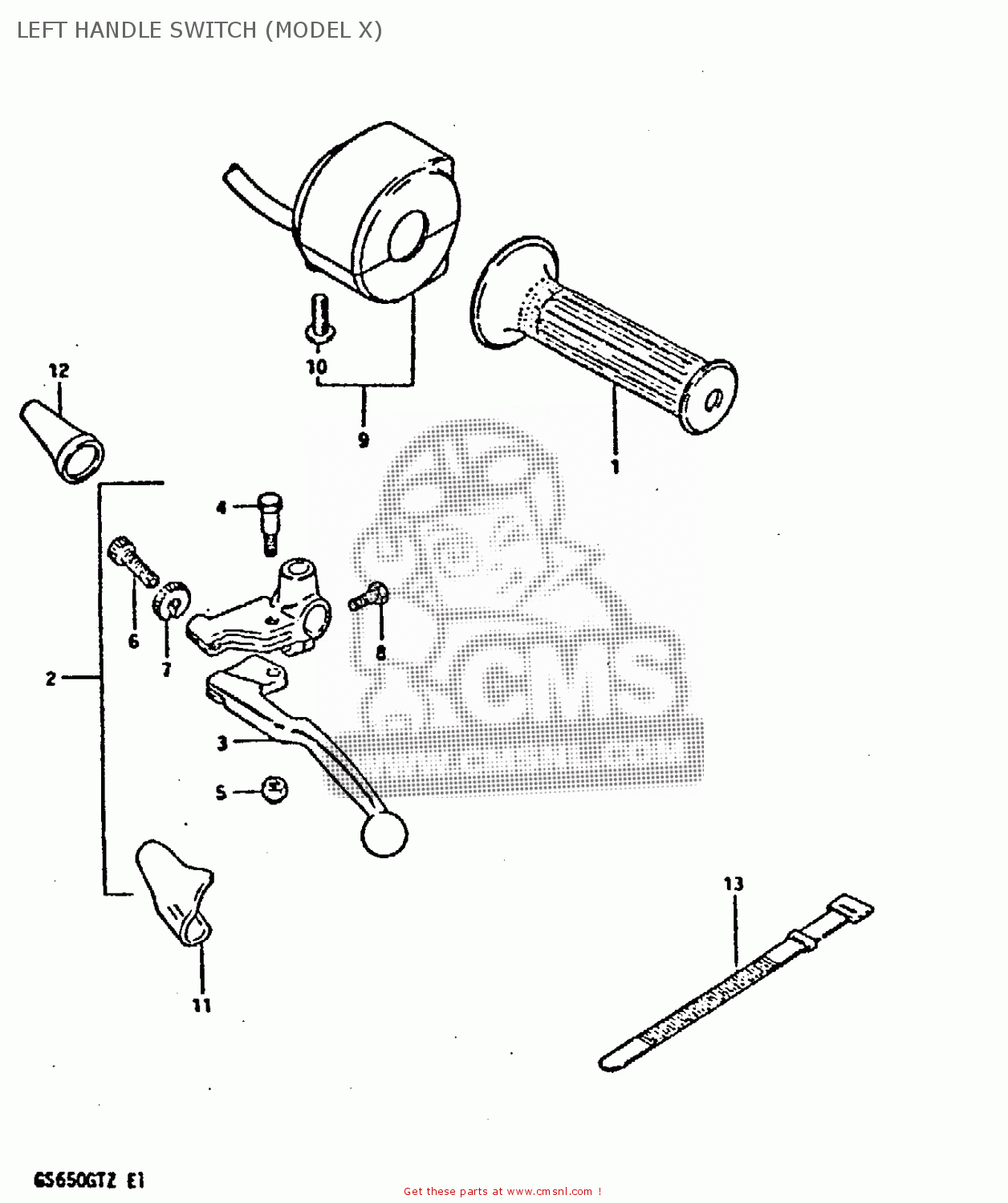 LEFT HANDLE SWITCH (MODEL X) GS650GT 1982 (Z) (E01 E02 E04 E15 E16 E17 E18 E21 22 24 25 26 34