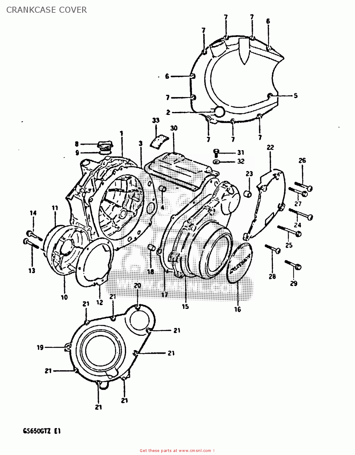 CRANKCASE COVER GS650GT 1982 (Z) (E01 E02 E04 E15 E16 E17 E18 E21 22 24 25 26 34