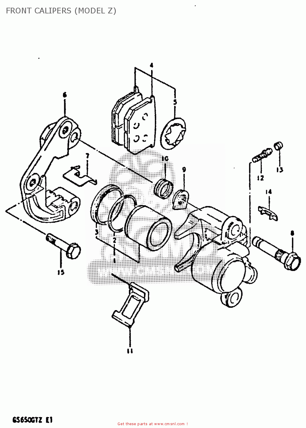 FRONT CALIPERS (MODEL Z) GS650GT 1982 (Z) (E01 E02 E04 E15 E16 E17 E18 E21 22 24 25 26 34