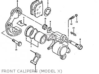 FRONT CALIPERS (MODEL X) - GS650GT 1982 (Z) (E01 E02 E04 E15 E16 E17 E18 E21 22 24 25 26 34