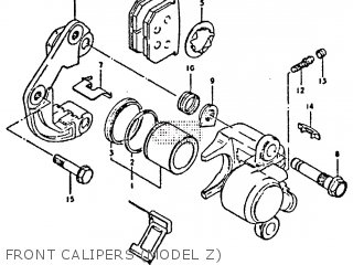 FRONT CALIPERS (MODEL Z) - GS650GT 1982 (Z) (E01 E02 E04 E15 E16 E17 E18 E21 22 24 25 26 34