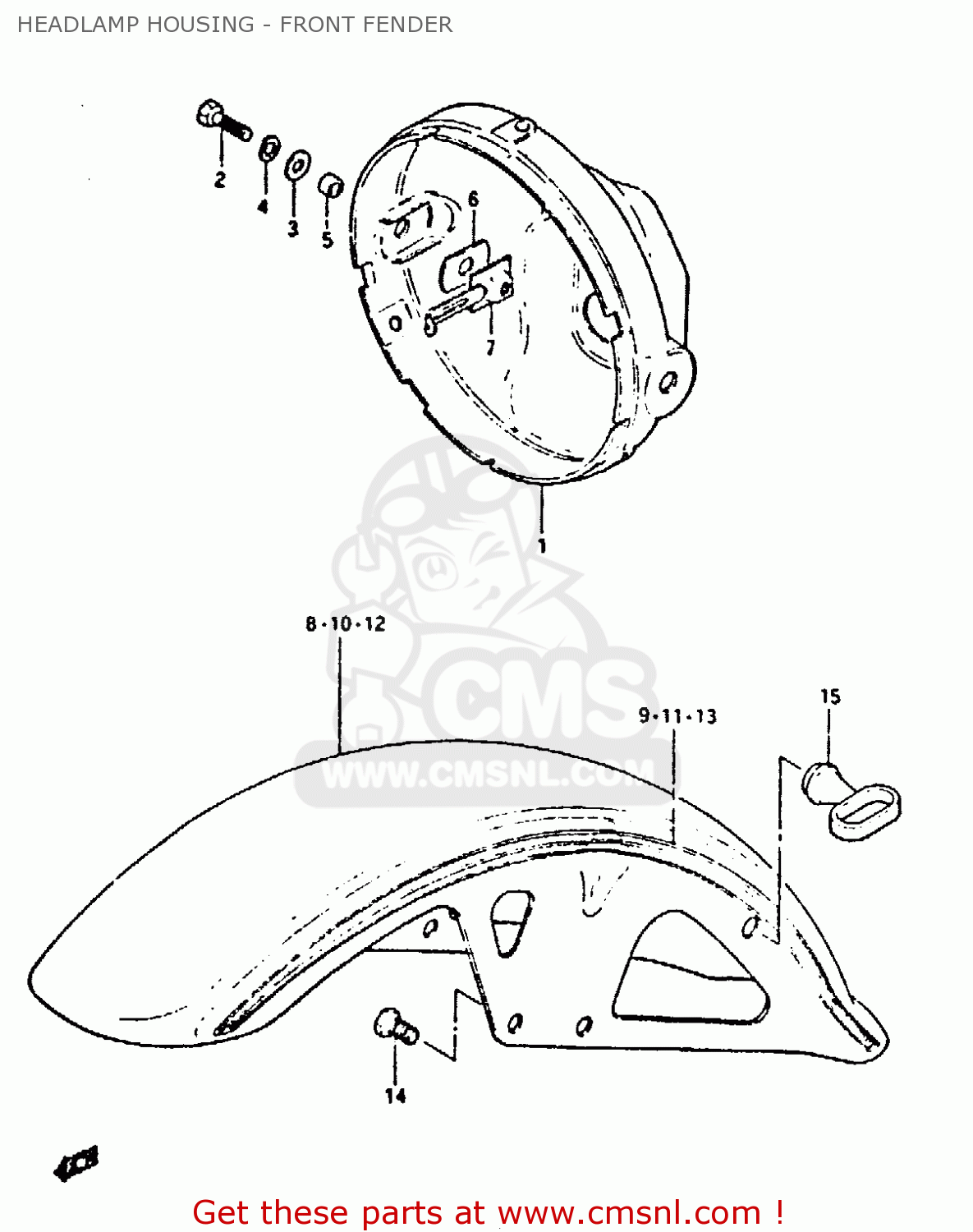 HEADLAMP HOUSING - FRONT FENDER GS650GT 1983 (D) (E01 E02 E04 E06)