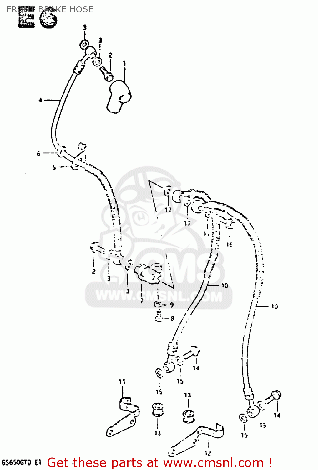 FRONT BRAKE HOSE GS650GT 1983 (D) (E01 E02 E04 E06)