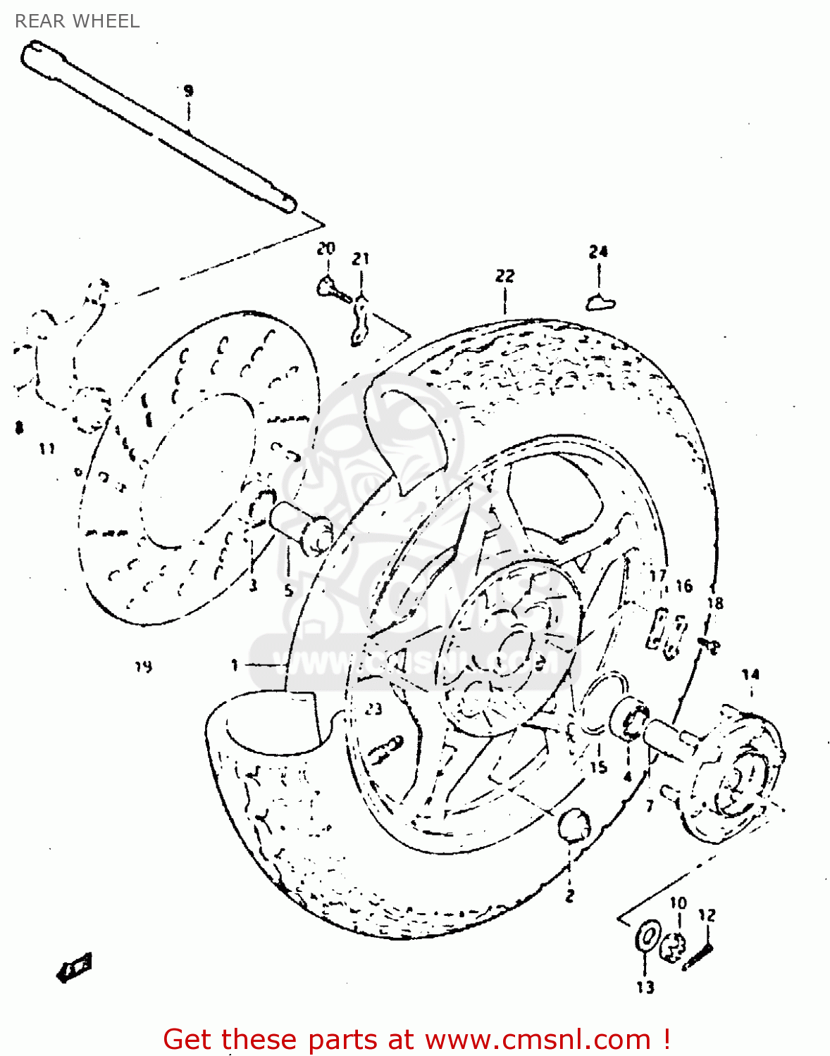REAR WHEEL GS650GT 1983 (D) (E01 E02 E04 E06)