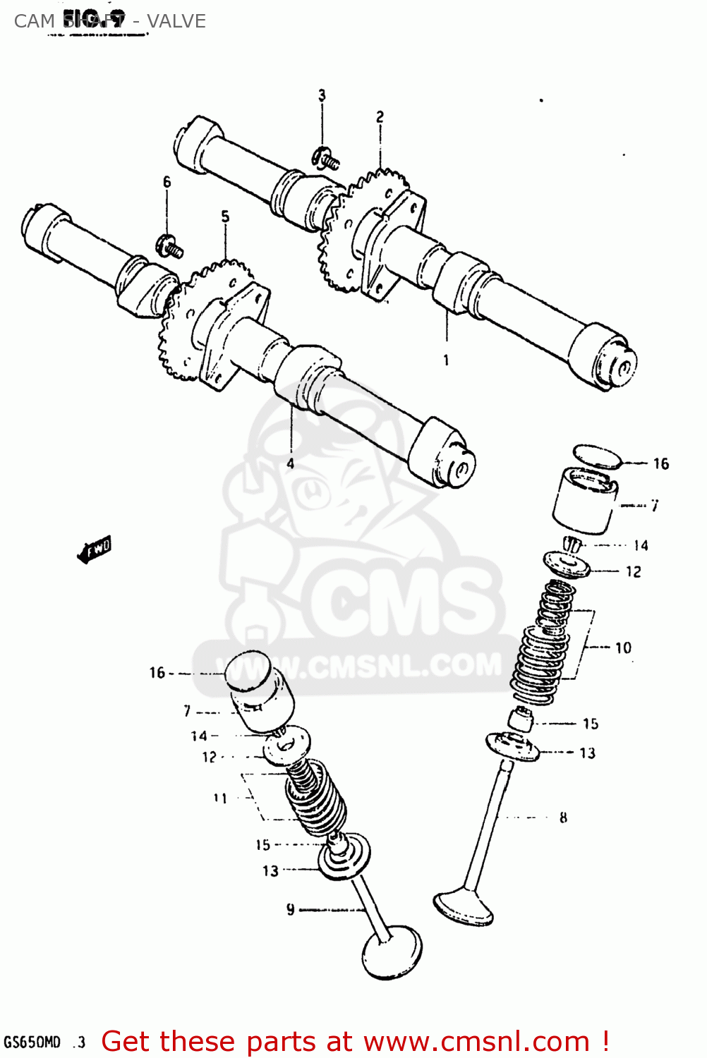 CAM SHAFT - VALVE GS650M 1983 (D) USA (E03)