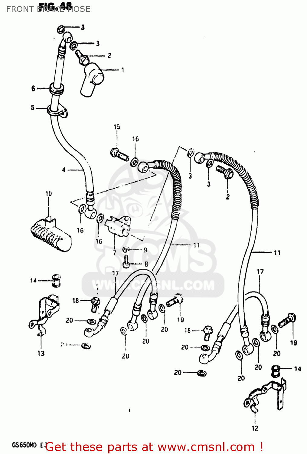 FRONT BRAKE HOSE GS650M 1983 (D) USA (E03)