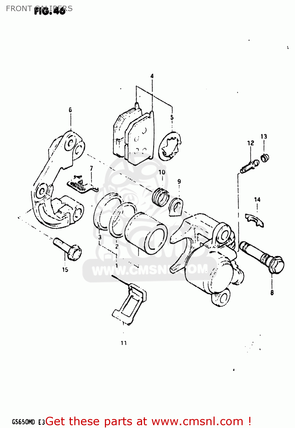 FRONT CALIPERS GS650M 1983 (D) USA (E03)