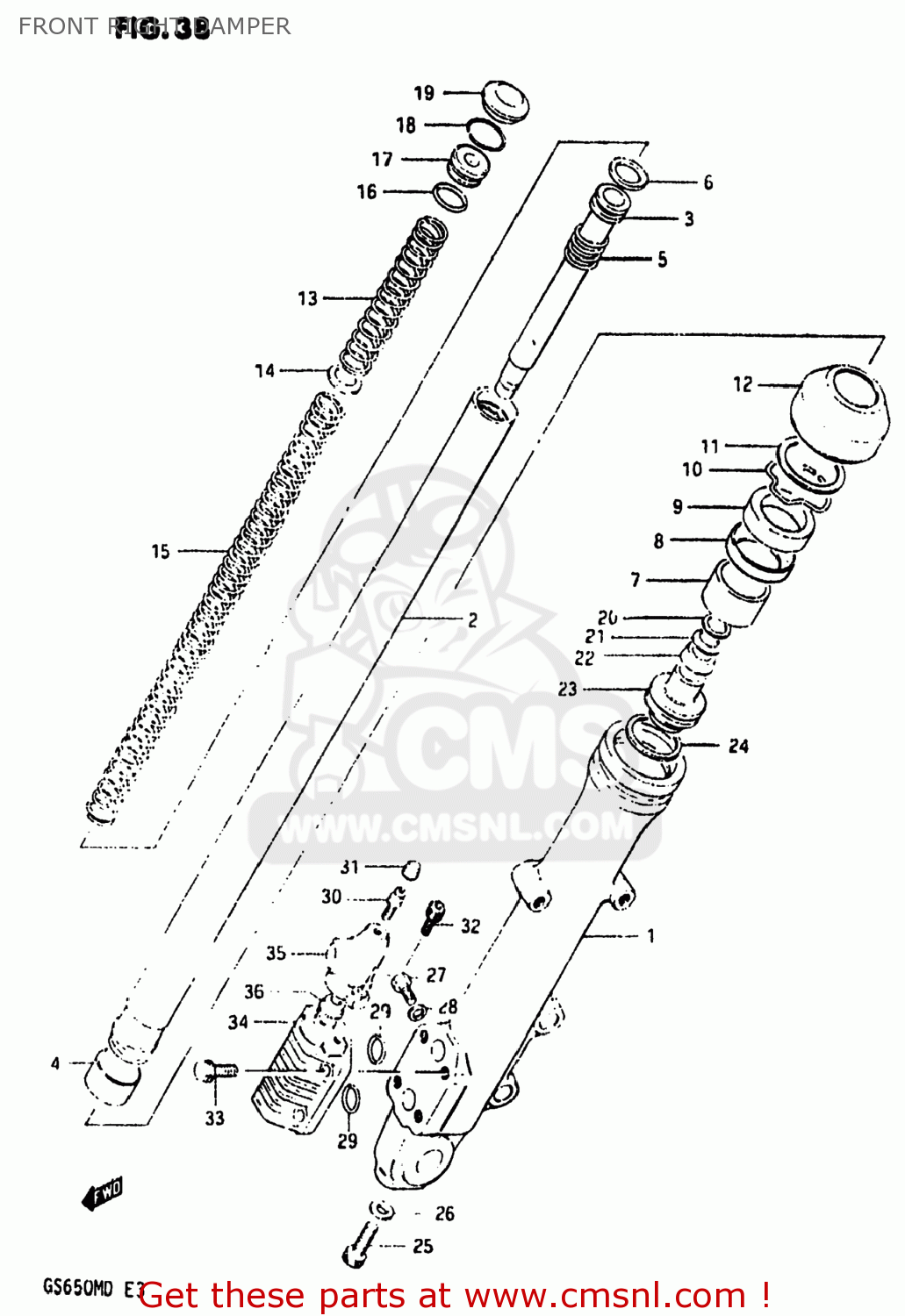 FRONT RIGHT DAMPER GS650M 1983 (D) USA (E03)