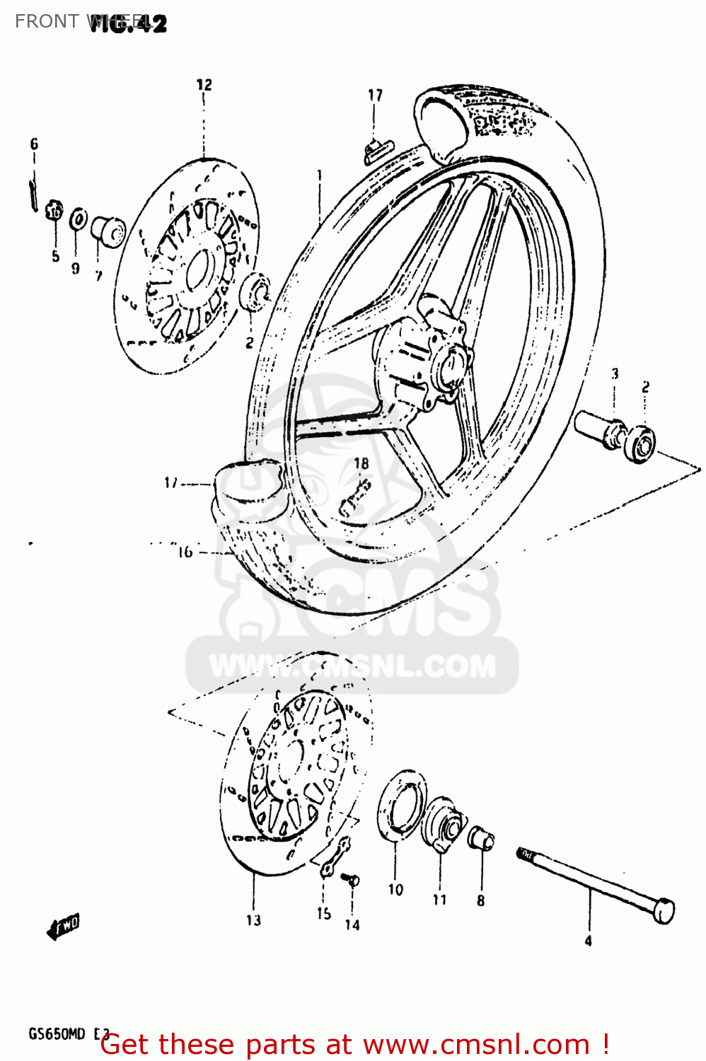 FRONT WHEEL GS650M 1983 (D) USA (E03)
