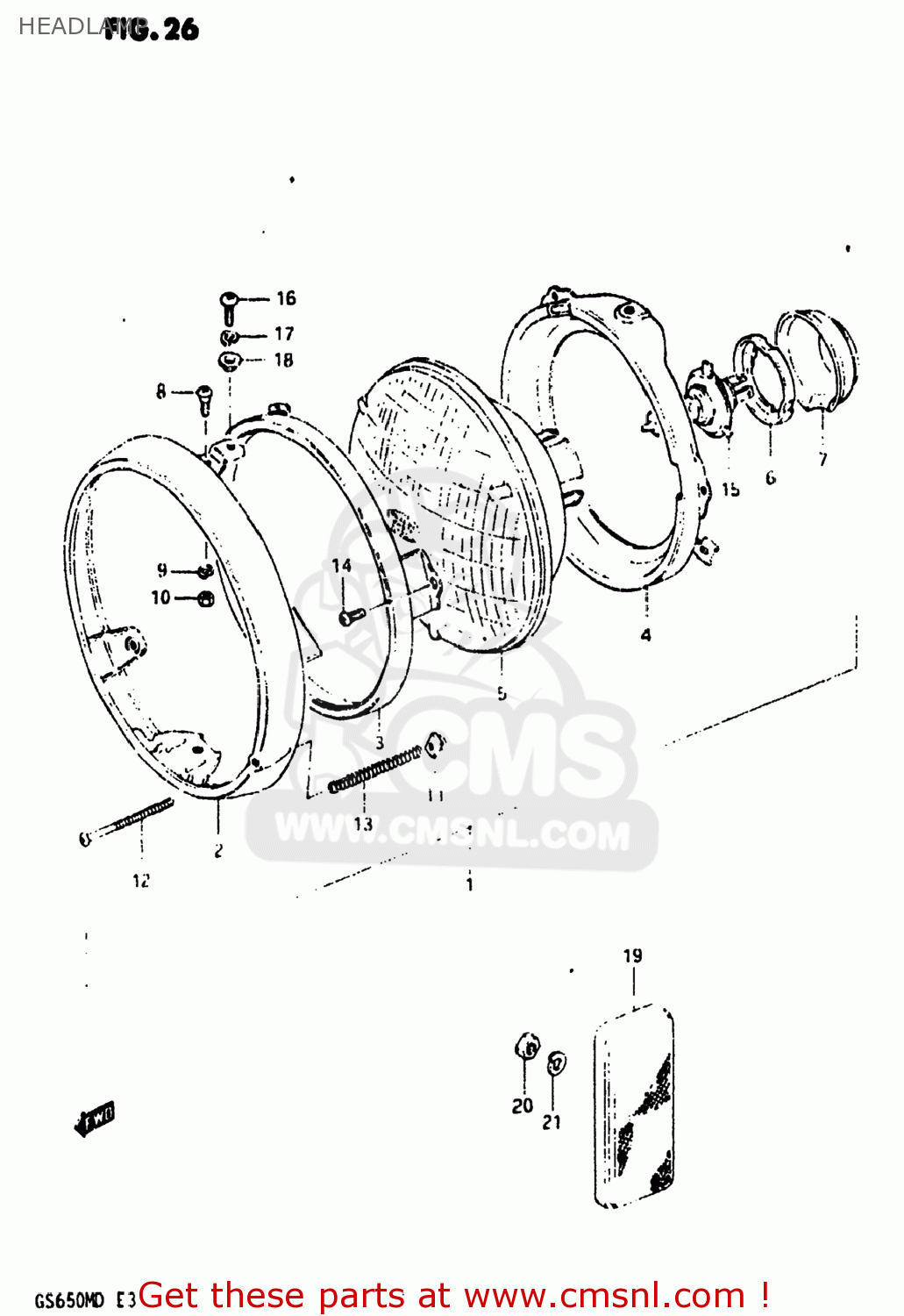 HEADLAMP GS650M 1983 (D) USA (E03)